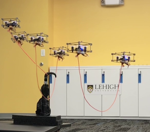 The Catenary Robot: Design and Control of a Cable Propelled by Two Quadrotors
